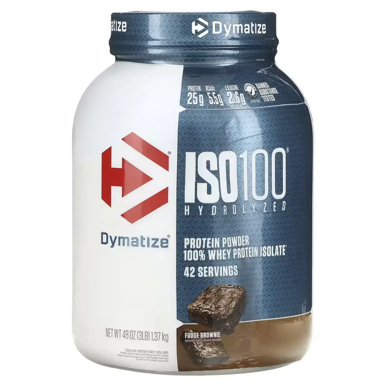 Сывороточный изолят ISO100 Hydrolyzed Dymatize (Fudge Brownie) 3 lb (1.37 кг)
