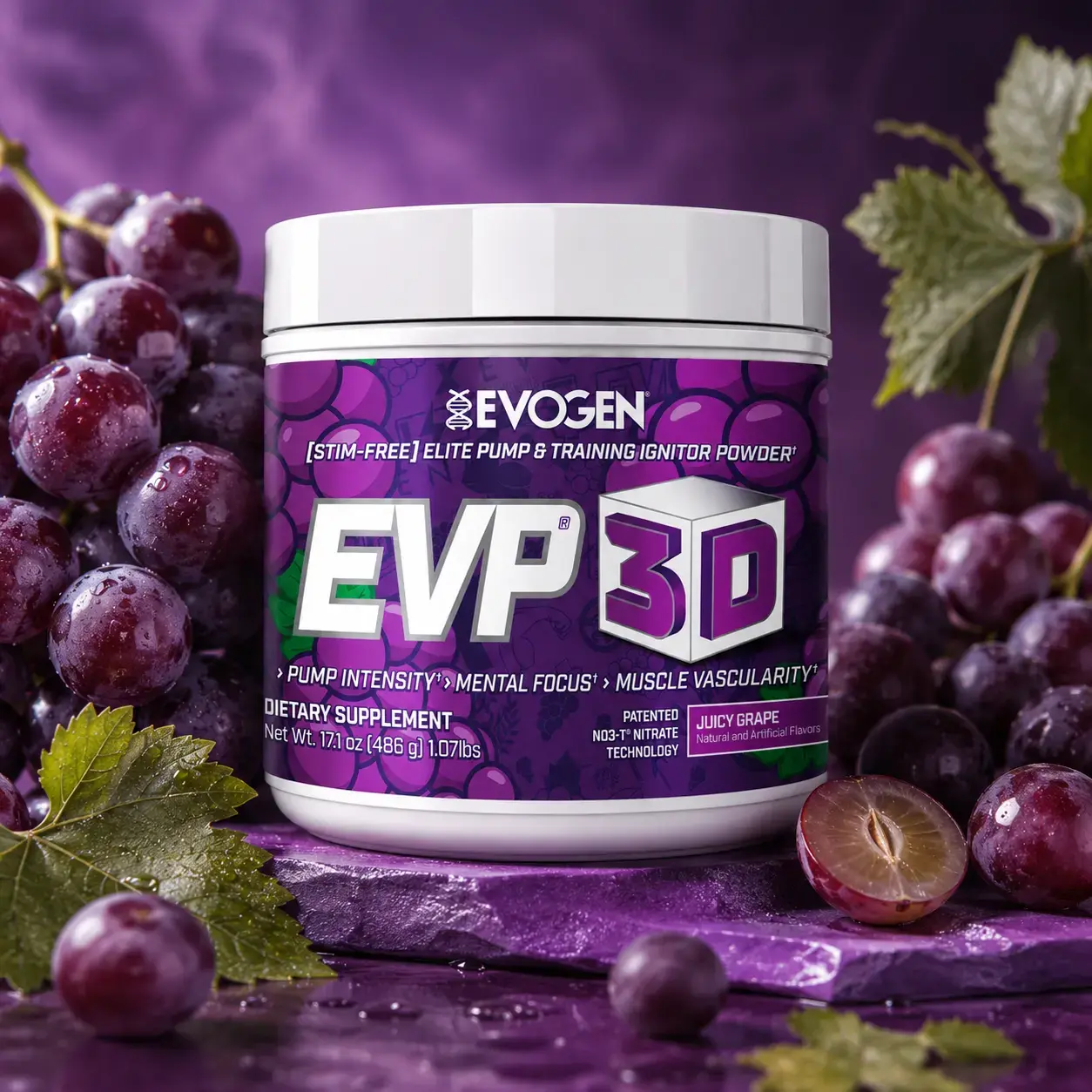Mashqdan oldingi kompleks EVP 3D Evogen (Juicy Grape) 486 g