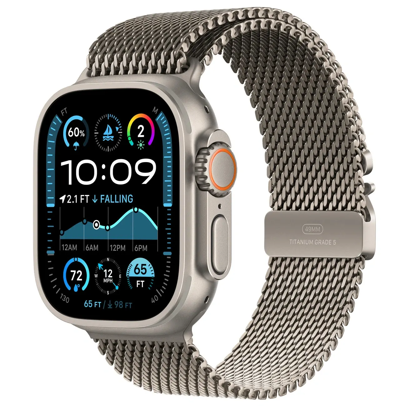 Tasma Apple Watch 49mm Natural Titanium Milanese Loop - Small