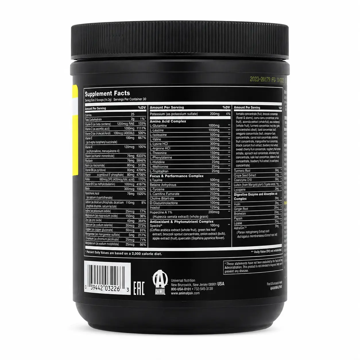 Multivitamin kompleksi Animal Pak Powder (Cherry Bomb) 429 g