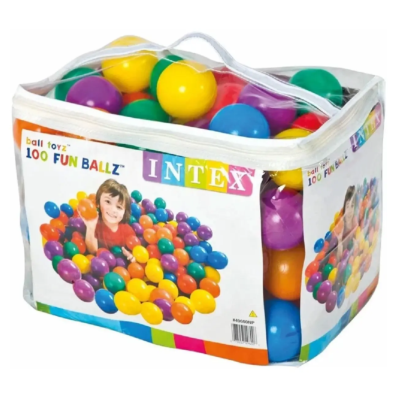 Plastik toʻplar INTEX 8 sm, oʻyin maydonlari uchun 100 dona, 2 yoshdan