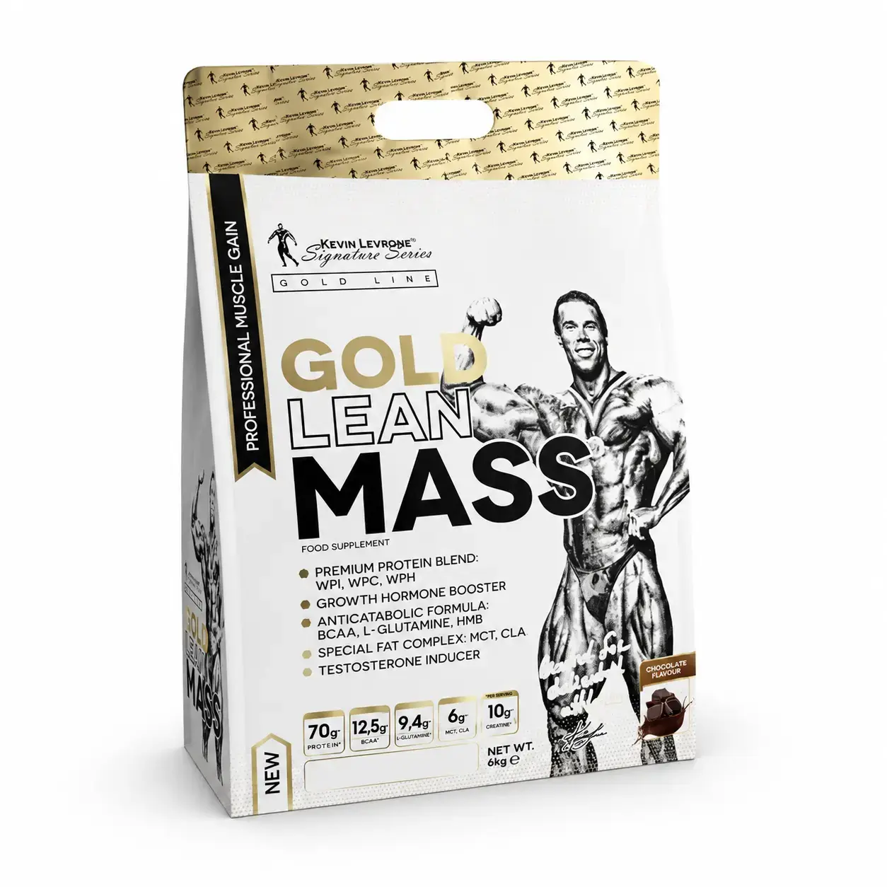 Oqsil-uglevodli geyner Kevin Levrone Gold Lean Mass Gainer Chocolate, 6 kg