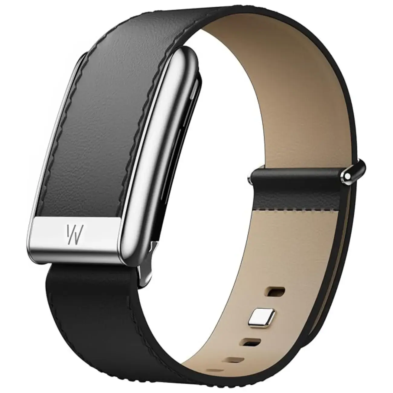Whoop uchun tasma LeatherLuxe Straight Band Black/Cream with Titanium