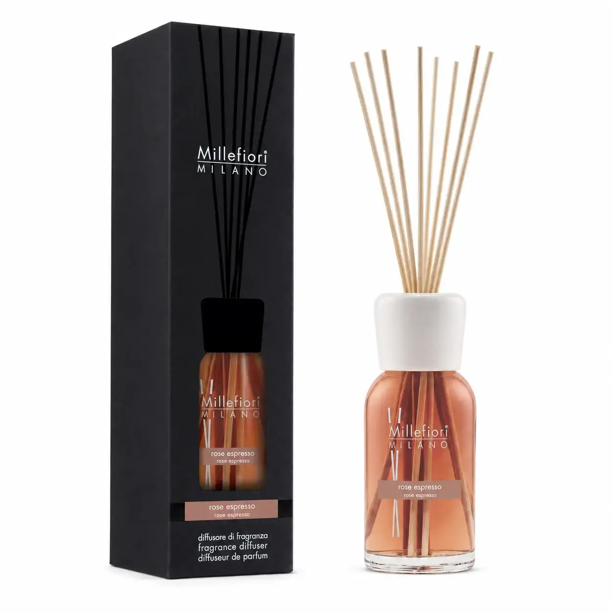 Tayoqchali diffuzor MILLEFIORI Rose Espresso 100 ml
