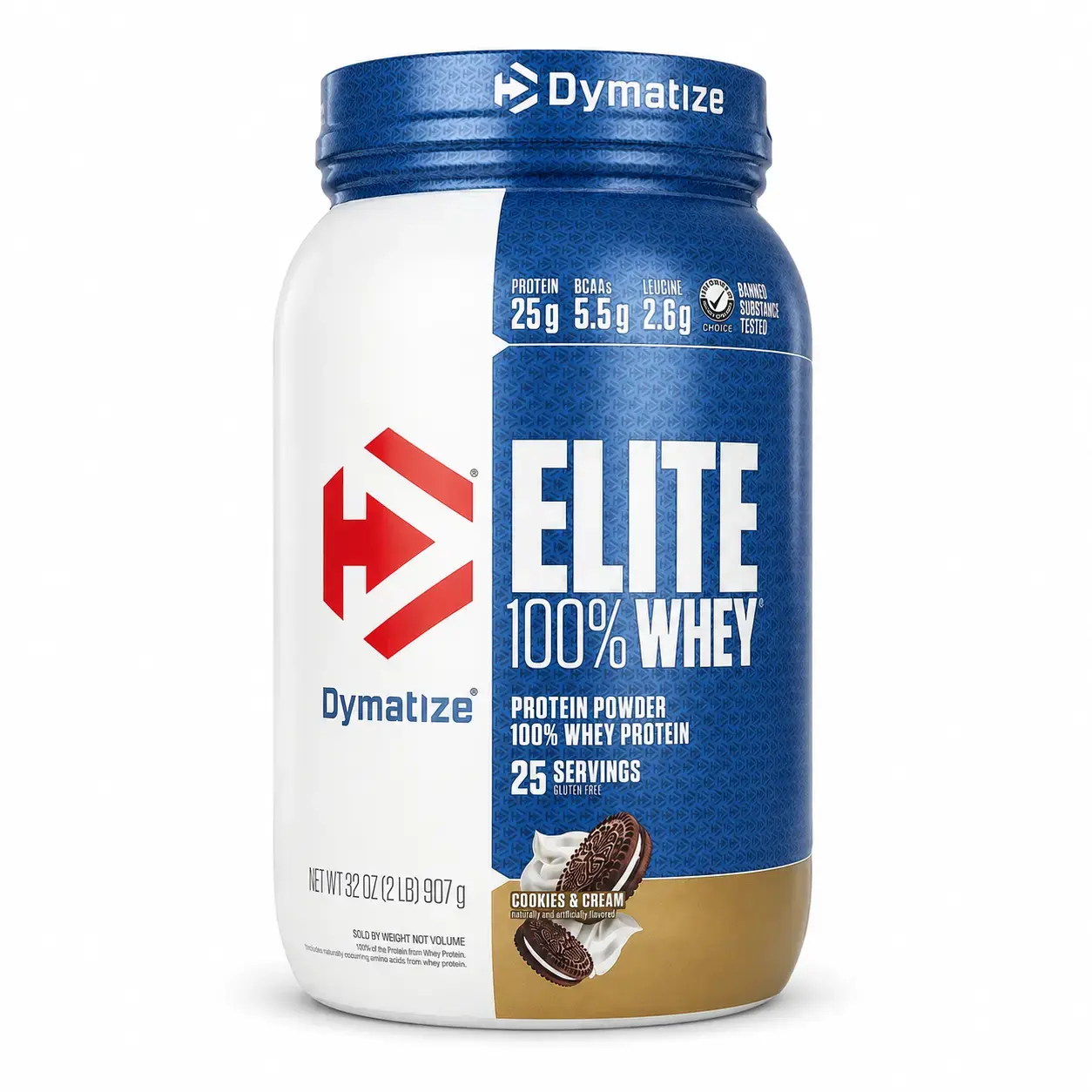 Сывороточный протеин Elite 100% Whey Dymatize (Cookies & Cream) 2 lb (907 g)
