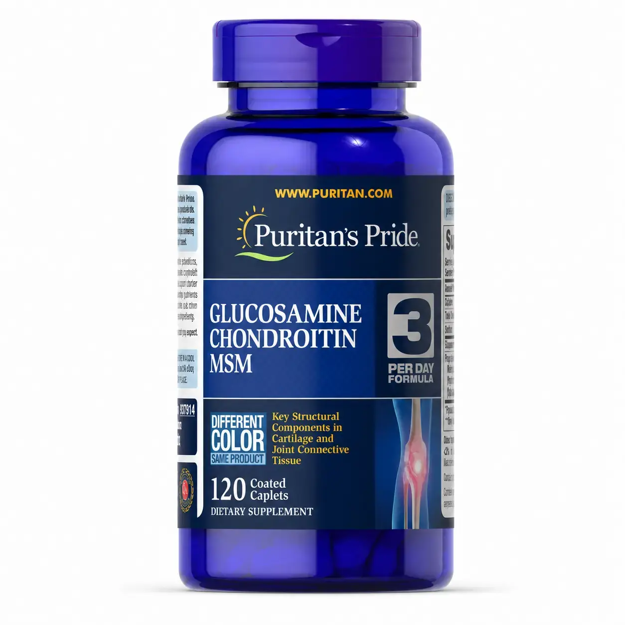 БАД Puritan‘s Pride Glucosamine, Chondroitin & MSM – 3 Per Day Formula, 120 Capsules